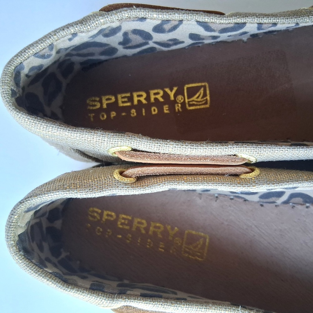 SPERRY Topsider Slip-On Shoes Womens 8.5 Gold Highlighted Leopard Casual Flats - Picture 8 of 13